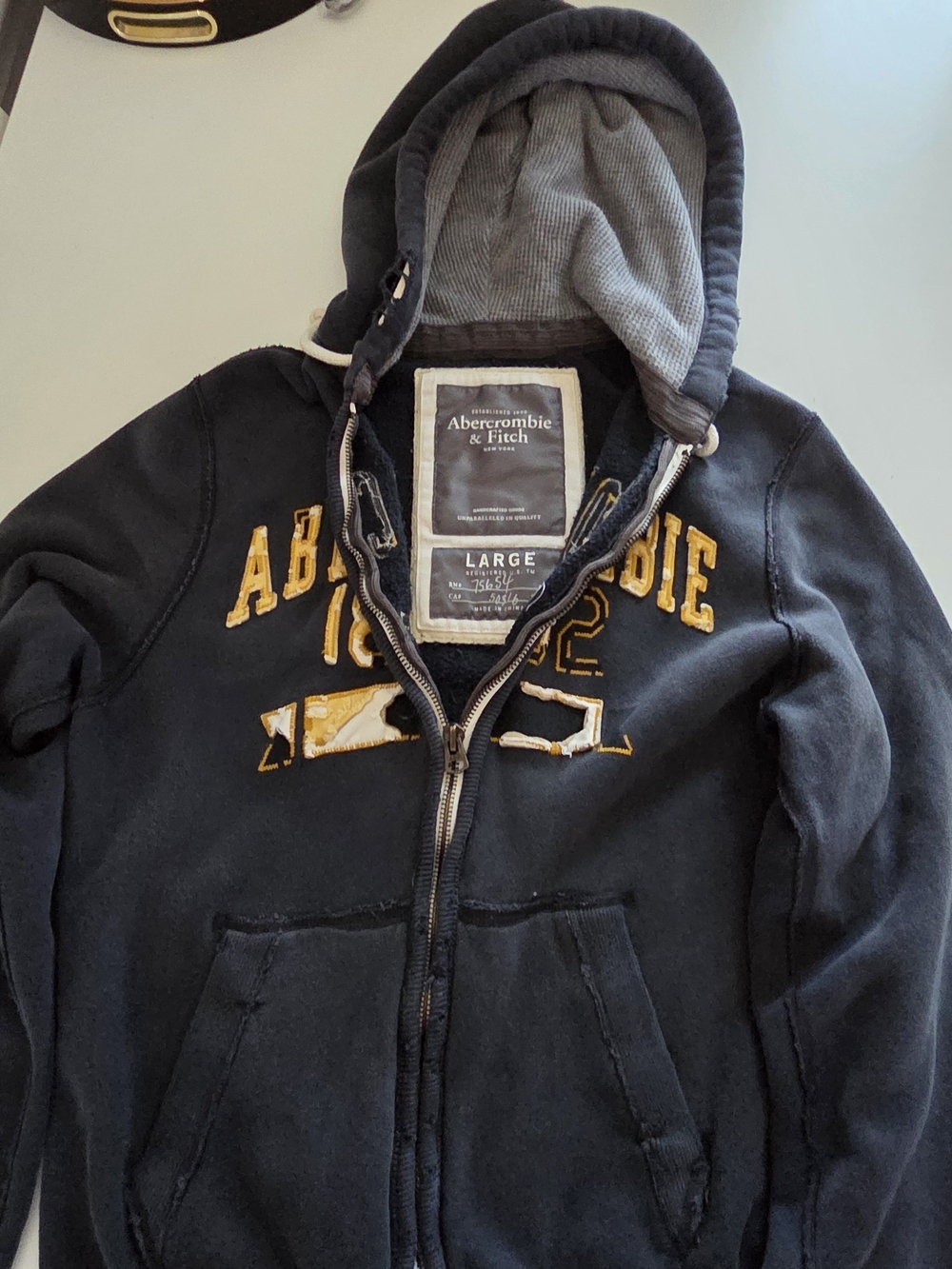 Abercrombie & Fitch Black Zip-Up Hoodie with Yellow Appliqué